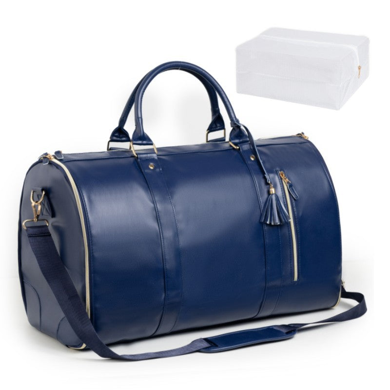 dark blue pu travel luggage bag,women,front