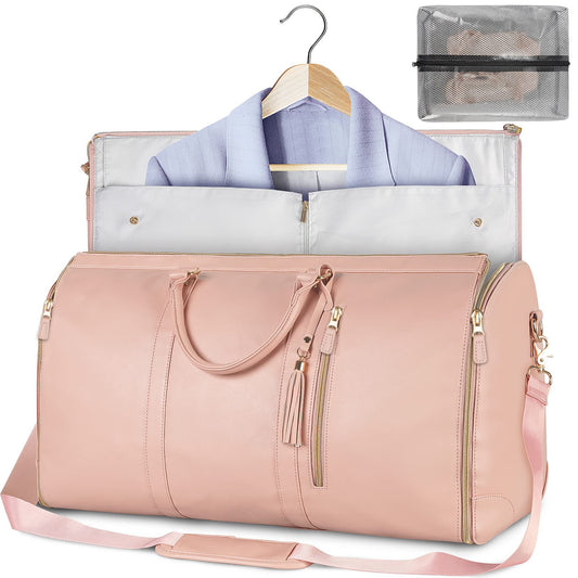 pink pu travel luggage bag​,women,front