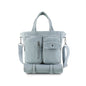 light blue nylon travel mummy bag,women,front