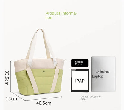 travel tote bag measuring 40.5 x 15 x 33.5 cm with space for a 14 inch laptop