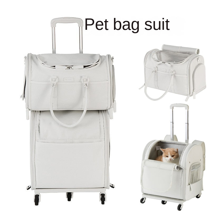 gray oxford trolley pet bag,suit,front