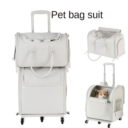 gray oxford trolley pet bag,suit,front