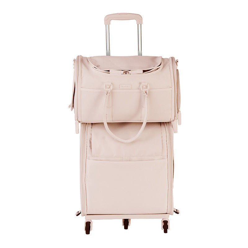 pink oxford trolley pet bag,suit,front 02
