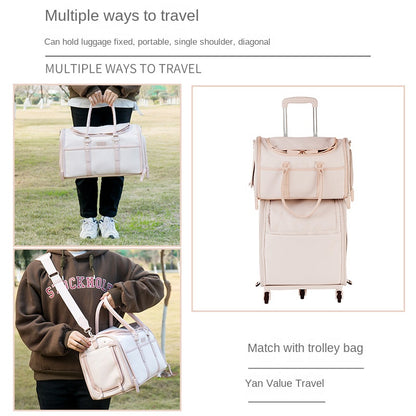 pink oxford trolley pet bag,suit,lifestyle