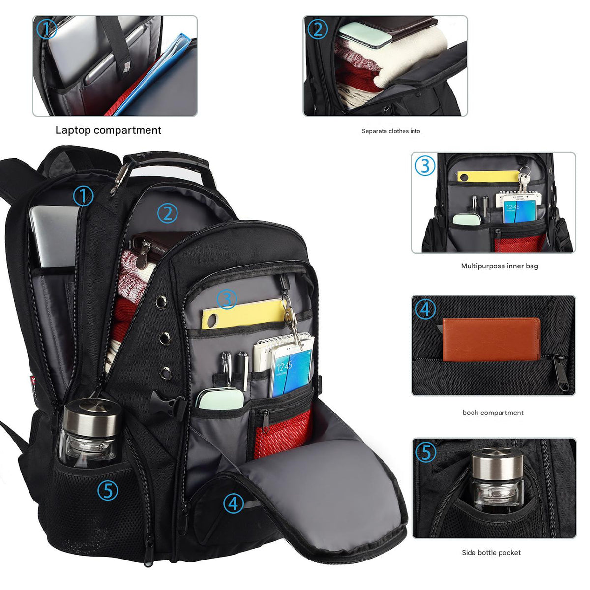 tsa laptop backpack with 15.6 inch laptop compartment and storage sections