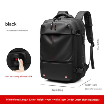black oxford vacuum compression backpack,men,side 02