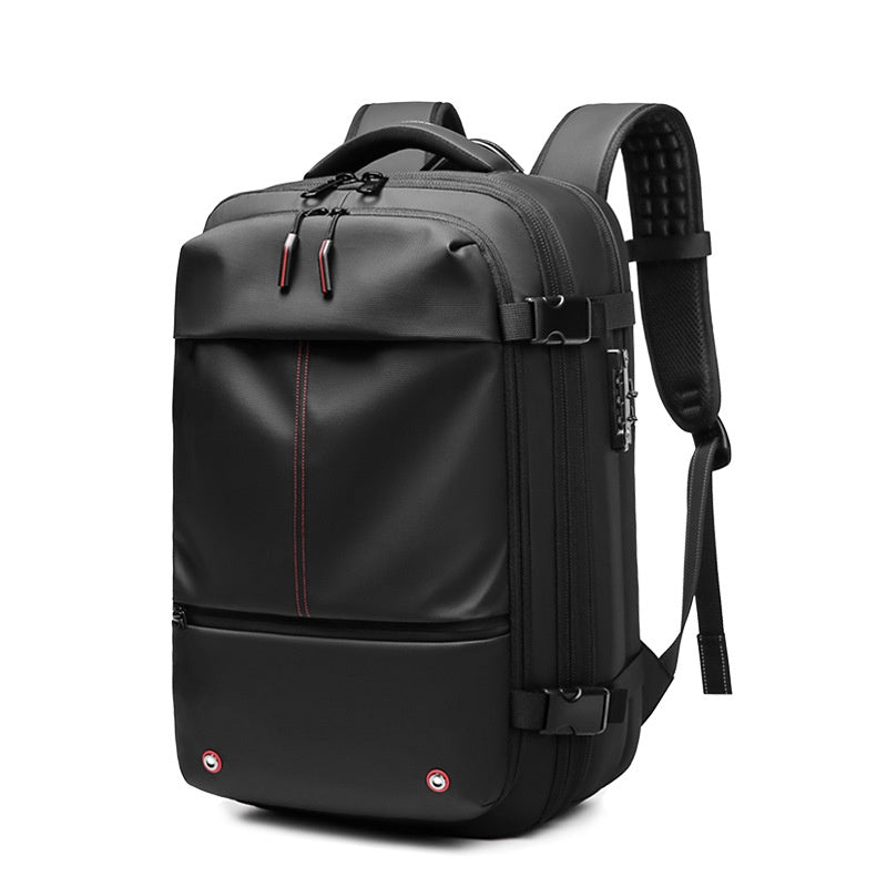 black oxford vacuum compression backpack,men,side 04
