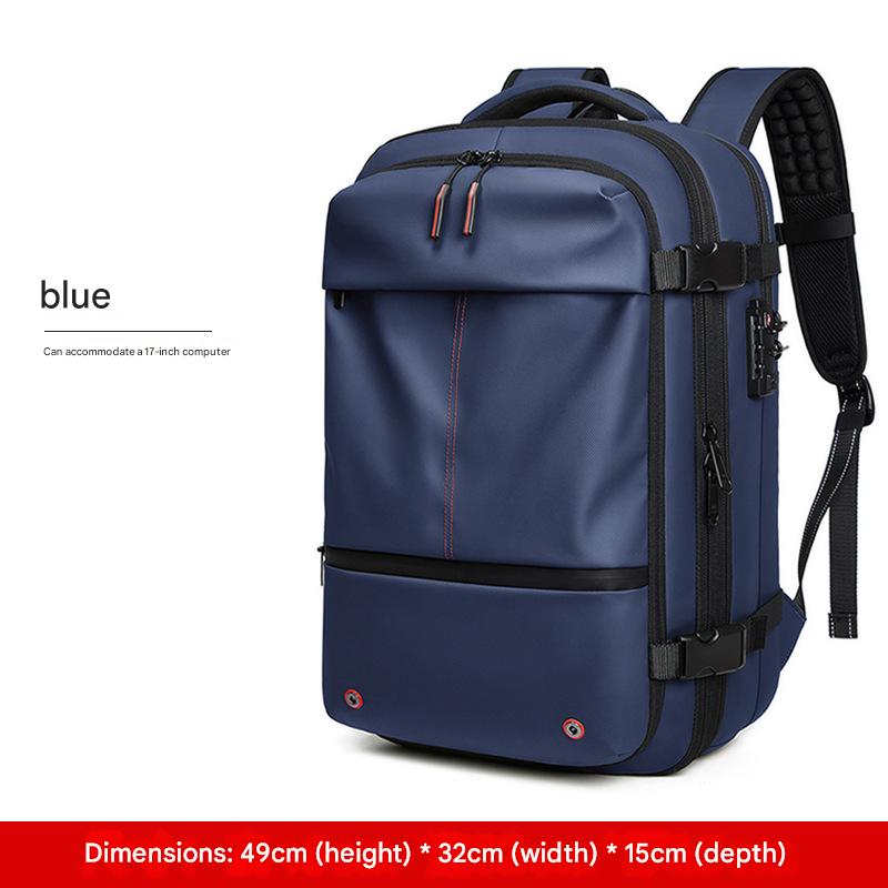 blue oxford vacuum compression backpack,men,side