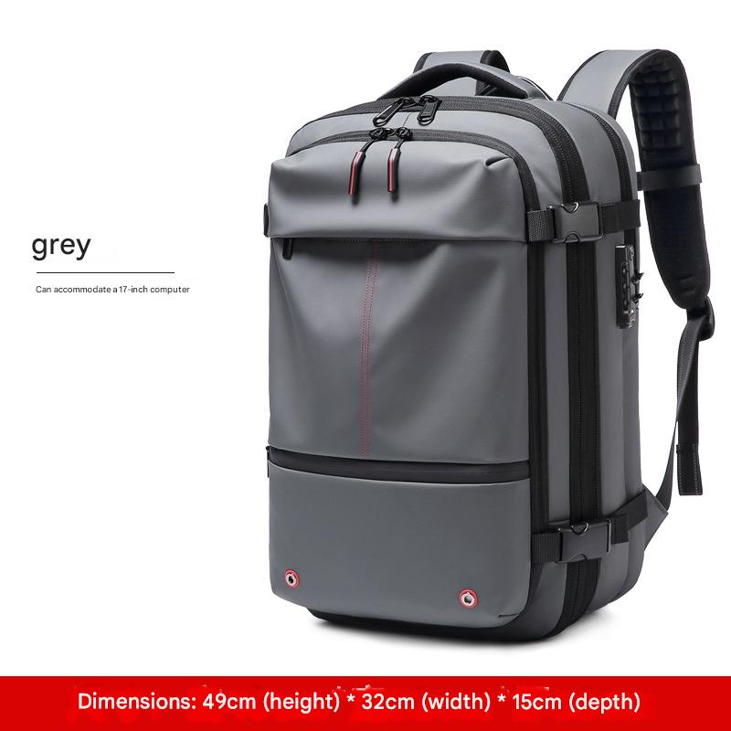 grey oxford vacuum compression backpack,men,front