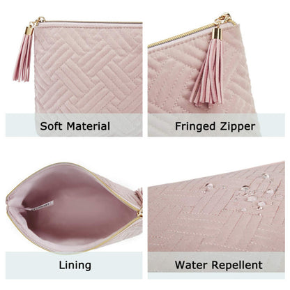 velvet makeup bag with tassel zipper and soft fabric detail