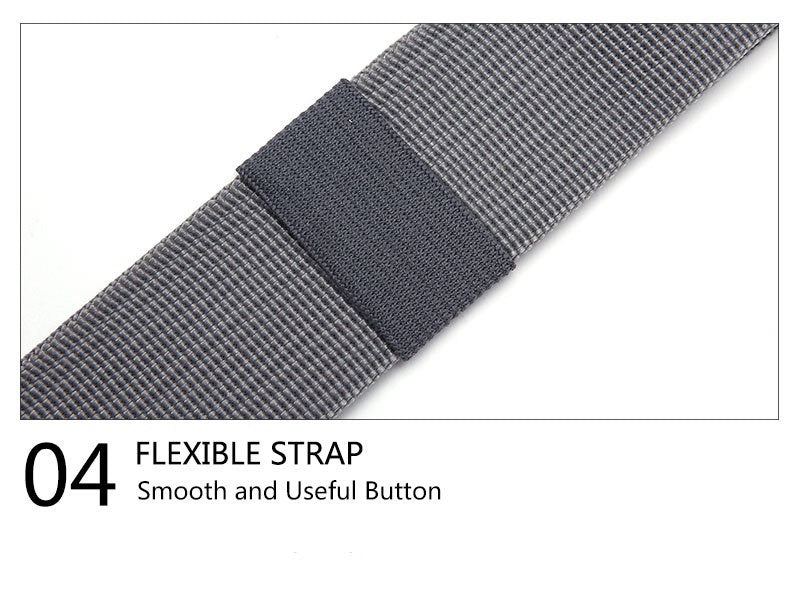 close up of gray woven waist bag belt showing stitched strap keeper and adjustable webbing construction