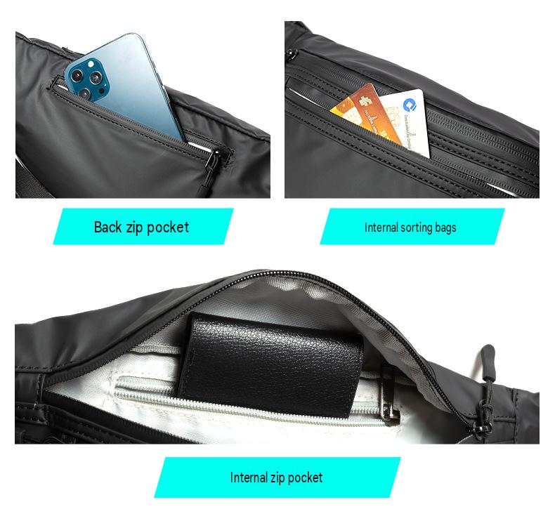 waist bag with back zip pocket internal sorting pocket and zippered compartment for cards phone a