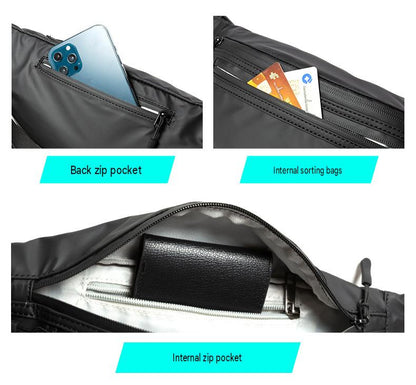 waist bag with back zip pocket internal sorting pocket and zippered compartment for cards phone a