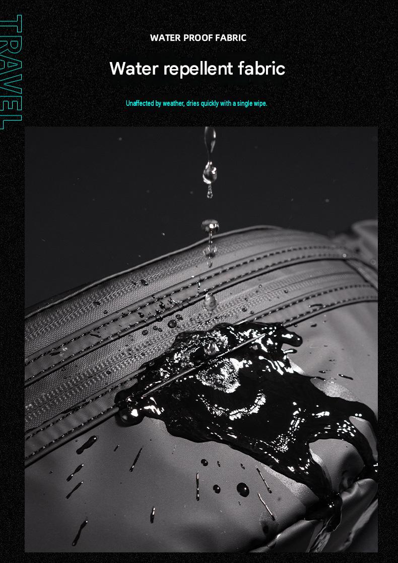 water-repellent coated waist bag fabric with water beading on the outer surface