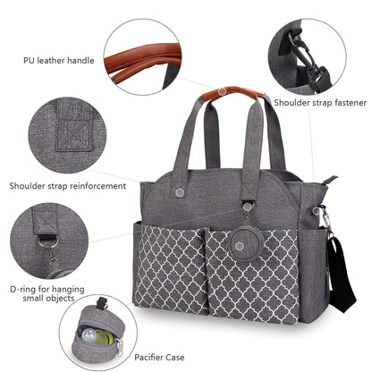 water resistant diaper bag with adjustable shoulder strap and durable handle