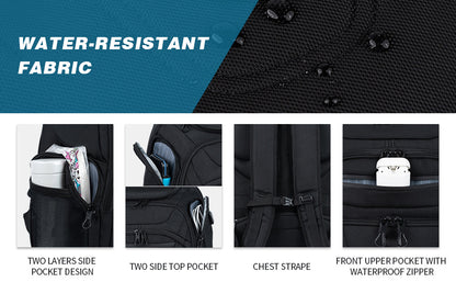 travel backpack made with water resistant fabric material
