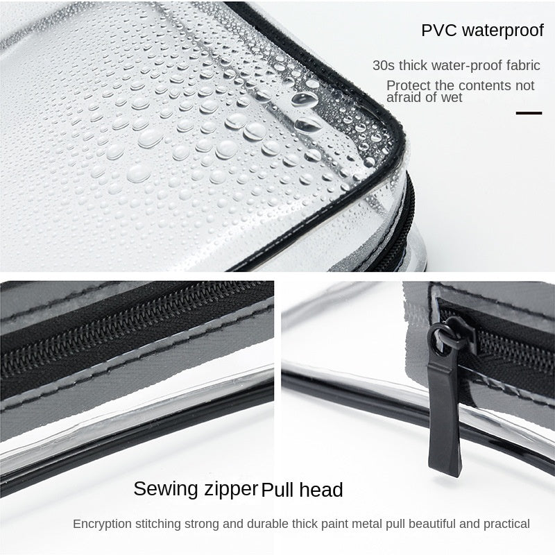 waterproof PVC cosmetic bag with reinforced zipper closure