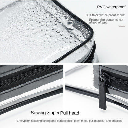 waterproof PVC cosmetic bag with reinforced zipper closure