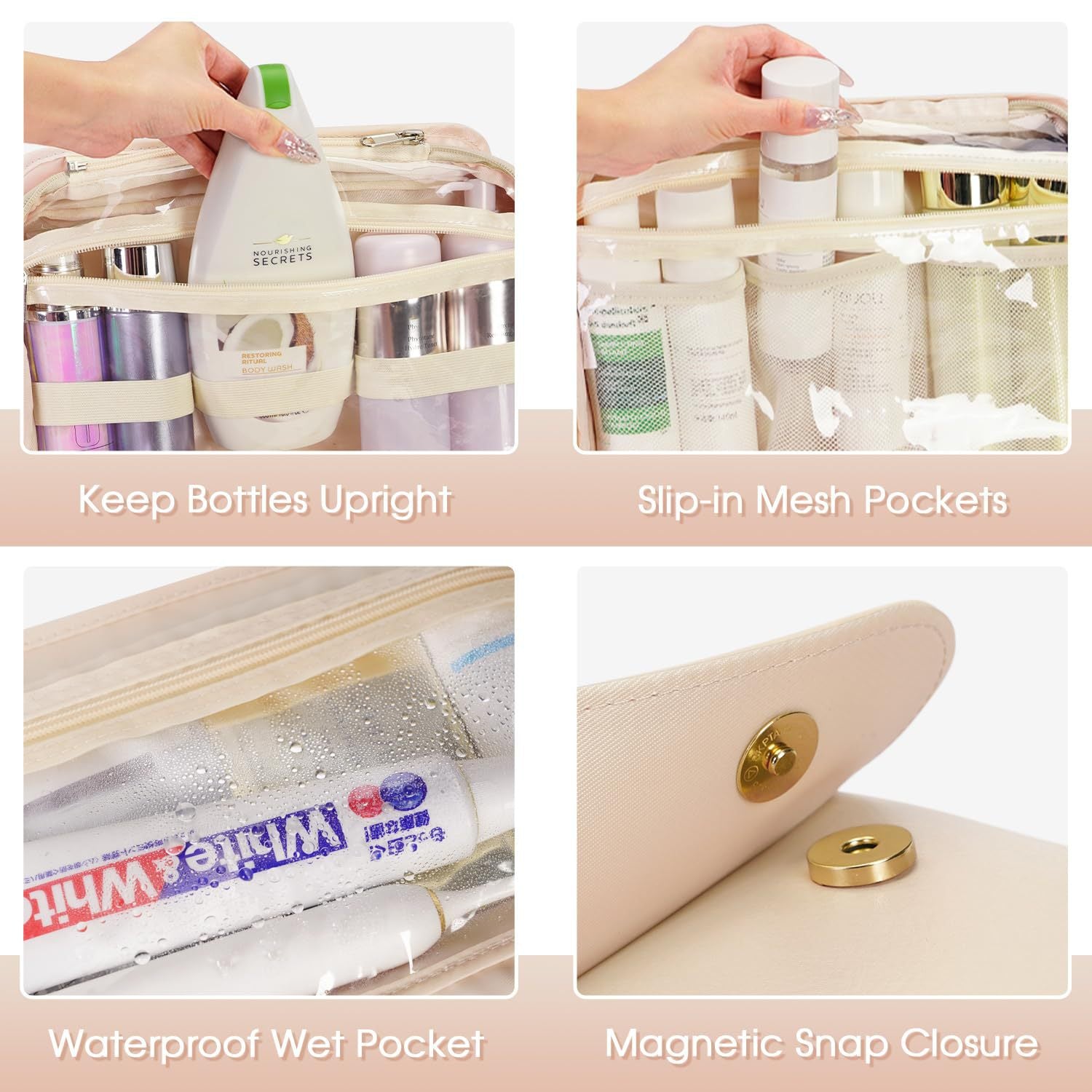 waterproof wet pocket cosmetic organizer for skincare products