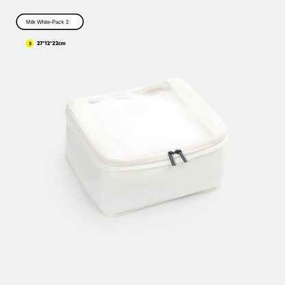 white no 3 travel packing cube measuring 27 x 12 x 22 cm with compression zipper