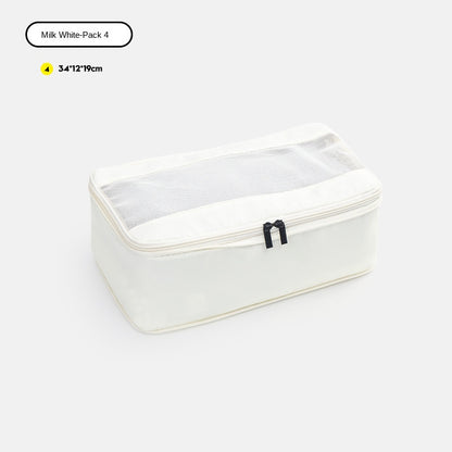 white no 4 travel storage bag measuring 34 x 12 x 19 cm for suitcase organization