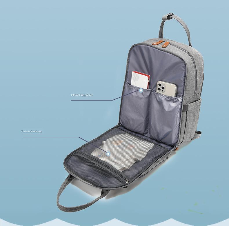 wide opening diaper backpack with organized interior