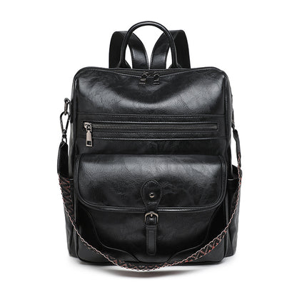 black pu women bagpack,women,front