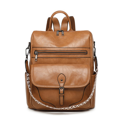 brown pu women bagpack,women,front
