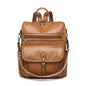 brown pu women bagpack,women,front
