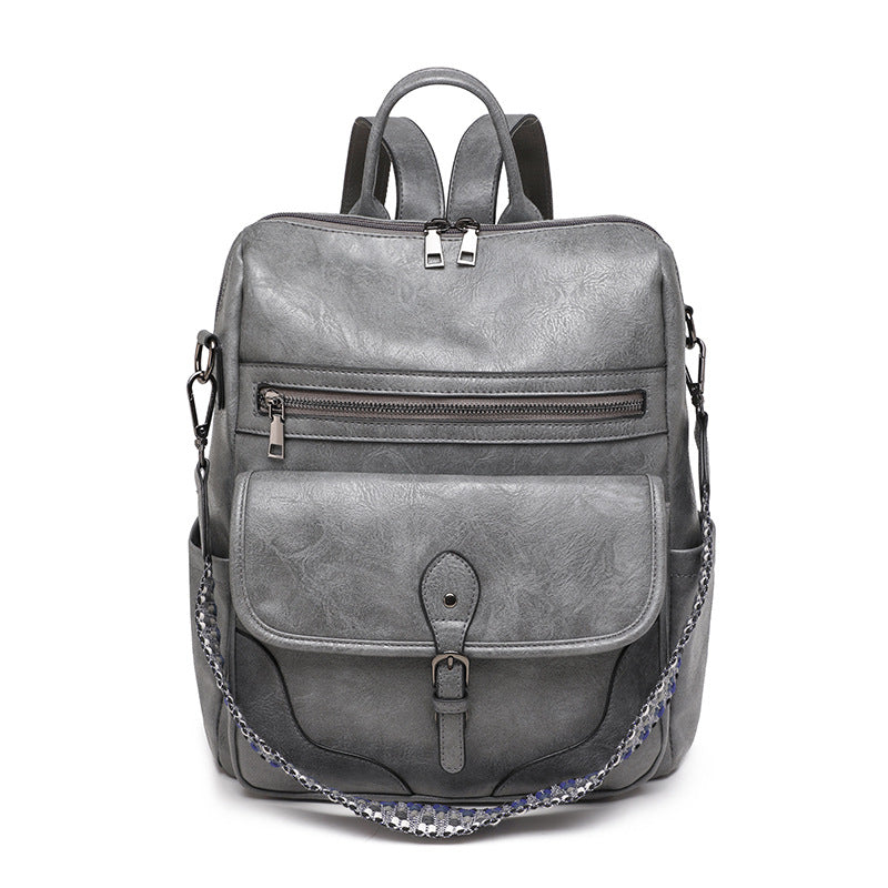 gray pu women bagpack,women,front