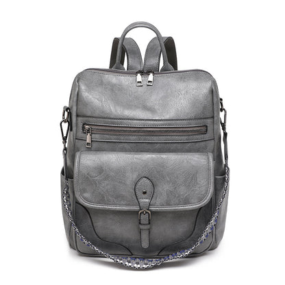 gray pu women bagpack,women,front