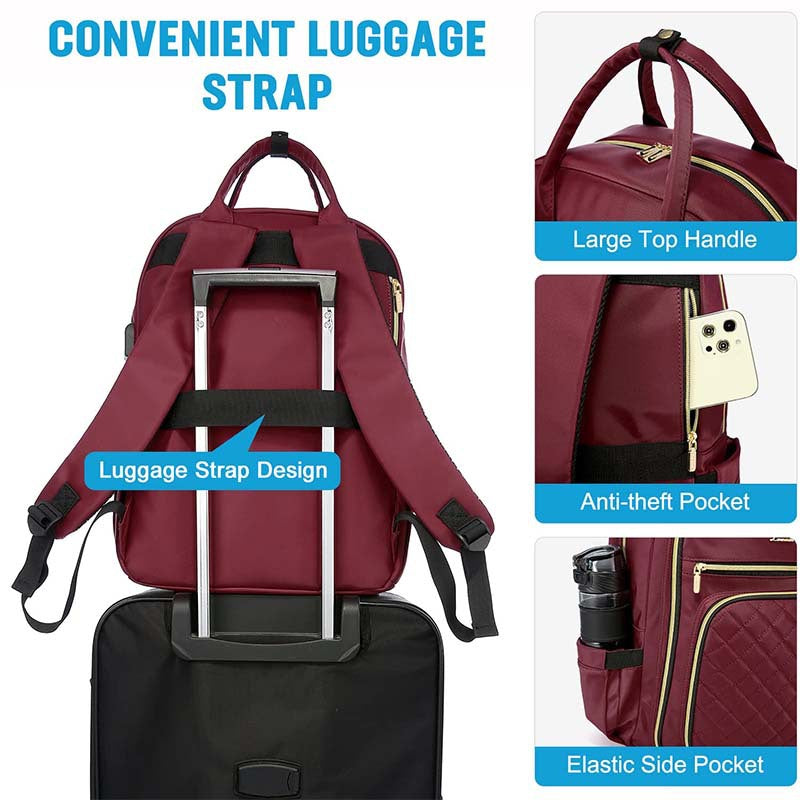 women's travel backpack with luggage trolley strap