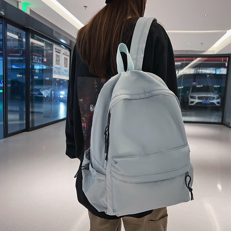 Custom Schoolbag Korean Style Fashionable Large Capacity Men's and Women's Same Style Student Solid Color Backpack Simple Casual Canvas Wholesale Backpack