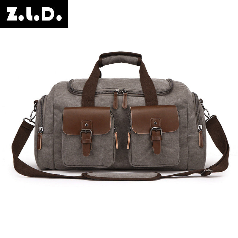 Customizable European American Style Travel Bag Canvas Handbag Travel Luggage Bag Men's Bag Shoulder Messenger Bag