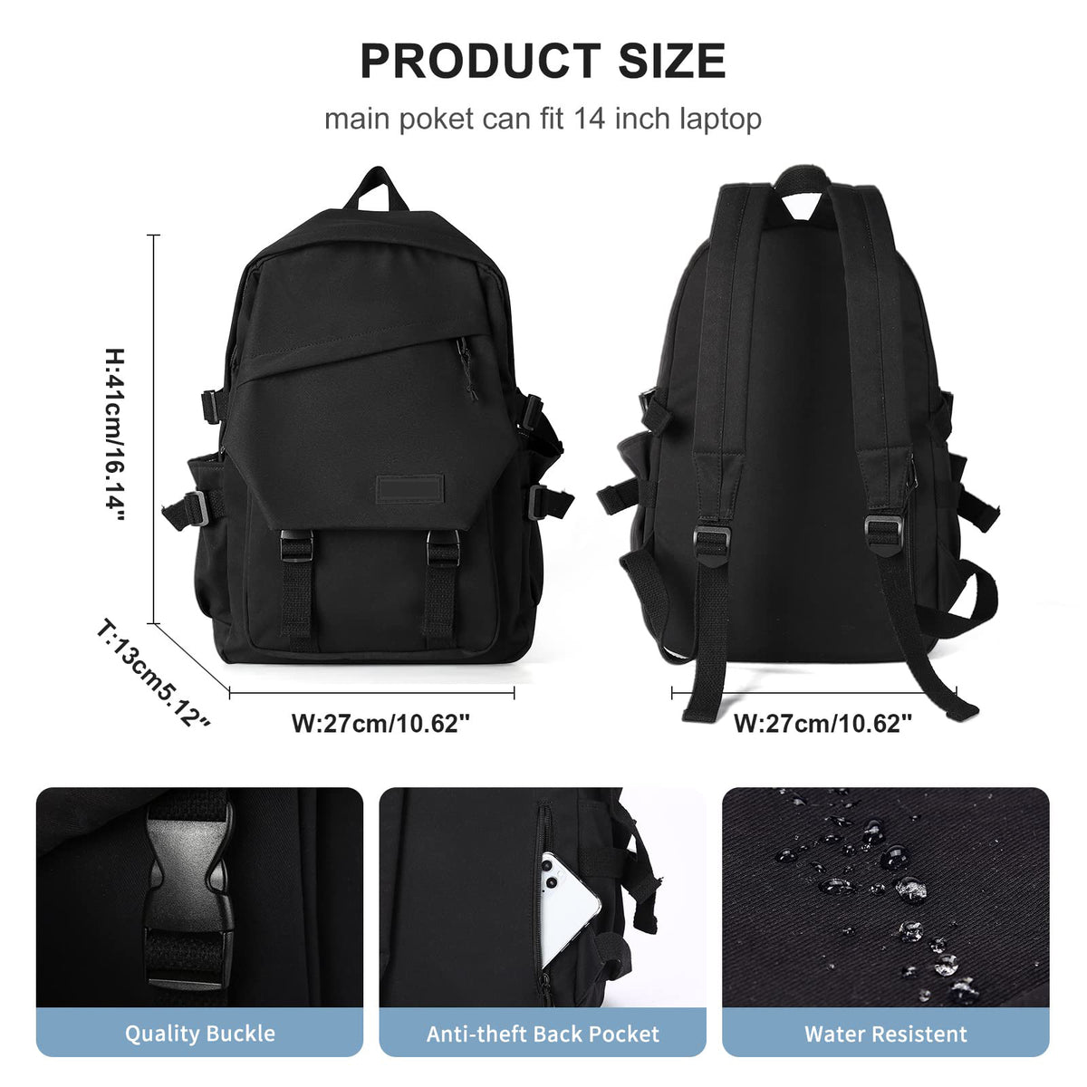 14 inch laptop backpack size for school use