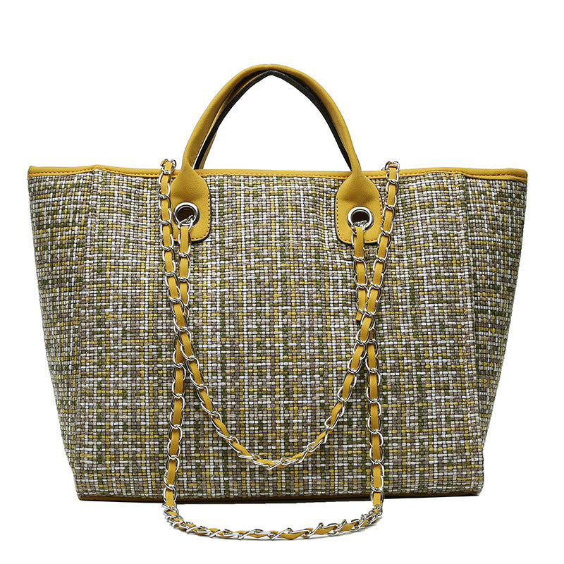 Wholesale Customizable Large Capacity Tweed Chains Women Bags Handbags Big Tote Bag Big Handbag