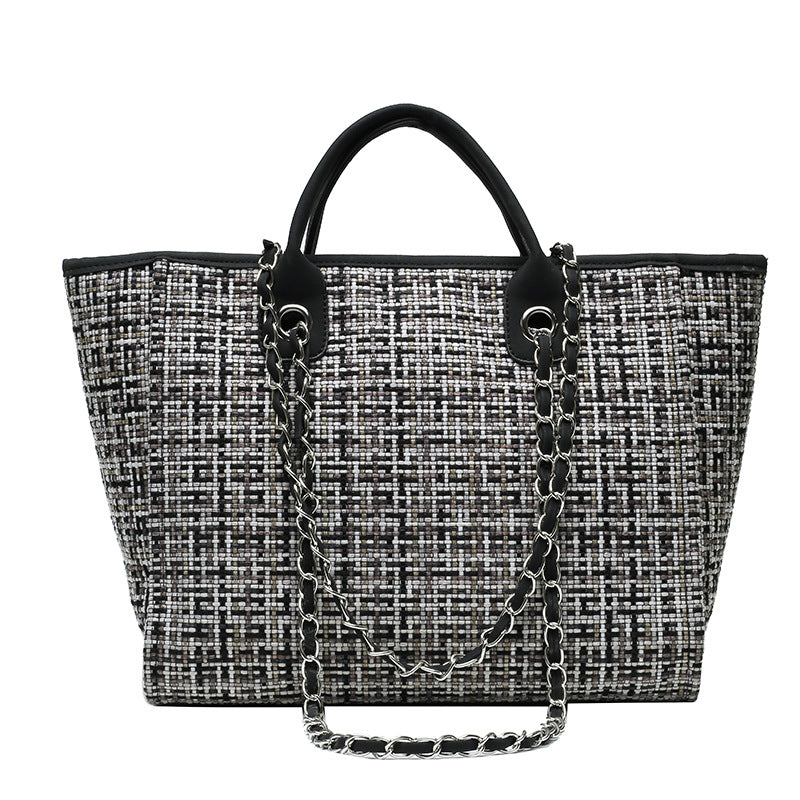 Wholesale Customizable Large Capacity Tweed Chains Women Bags Handbags Big Tote Bag Big Handbag