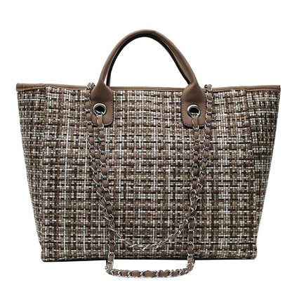 Customizable Large Tweed Chains Women Bags Handbags Big Tote Bag Big Handbag