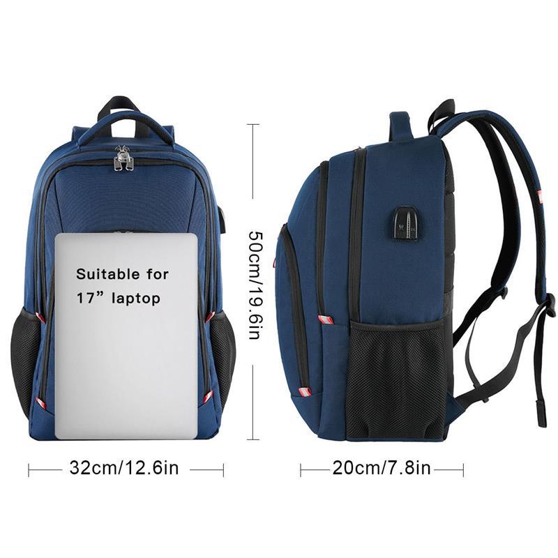 17-inch notebook carrying backpack measuring 50 x 32 x 20 cm in blue