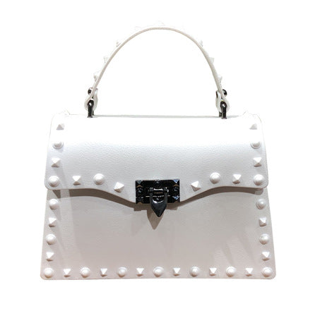 Wholesale Customizable New Fashion Frosted Matte PVC Jelly Bag Trendy Colorful Rivet Women Handbags