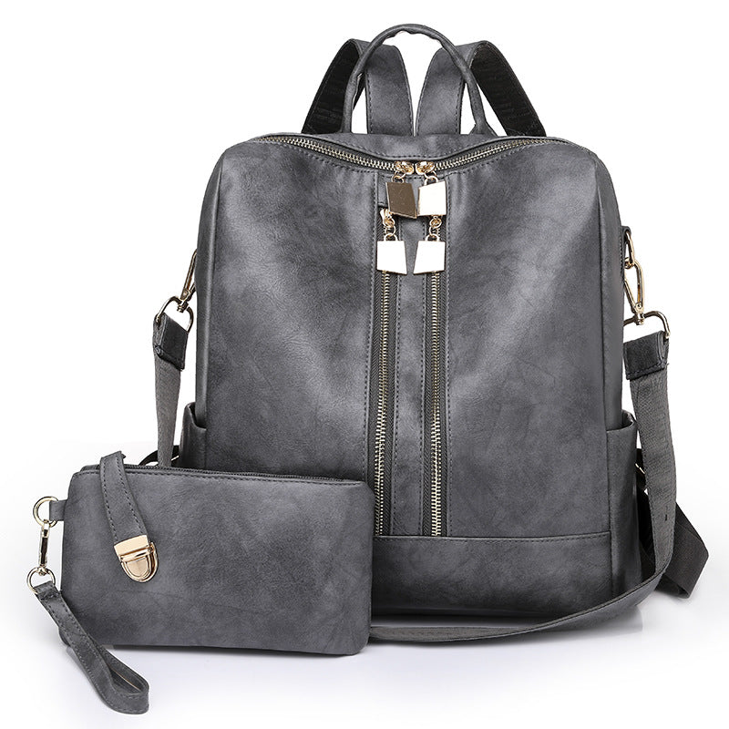 Wholesale Customizable New Pu Leather Backpack Customizable Women Bags Large Capacity Two -piece Women's Backpack School Bags