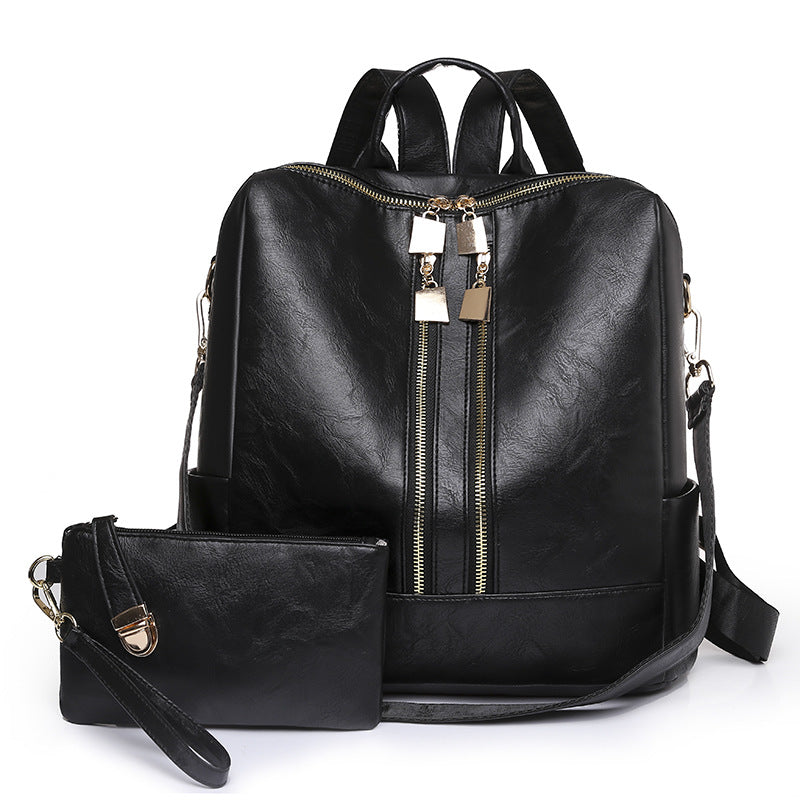 Wholesale Customizable New Pu Leather Backpack Customizable Women Bags Large Capacity Two -piece Women's Backpack School Bags