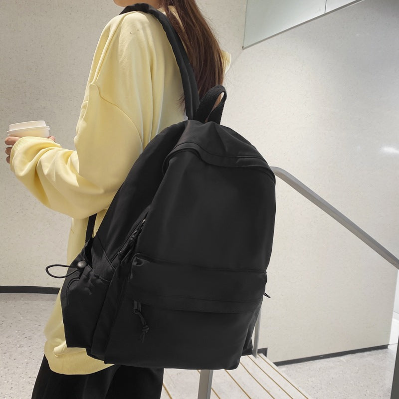 Custom Schoolbag Korean Style Fashionable Large Capacity Men's and Women's Same Style Student Solid Color Backpack Simple Casual Canvas Wholesale Backpack