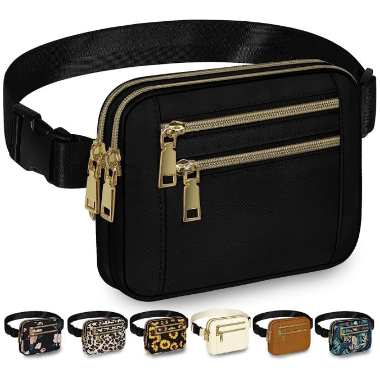 Customized Waist Bag Multi-Zipper Practical Shoulder Strap Slanted Chest Bag Fashion All-Match Sports Waist Bag Wholesale