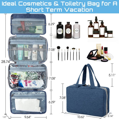 4 fold travel makeup organizer with multiple compartments