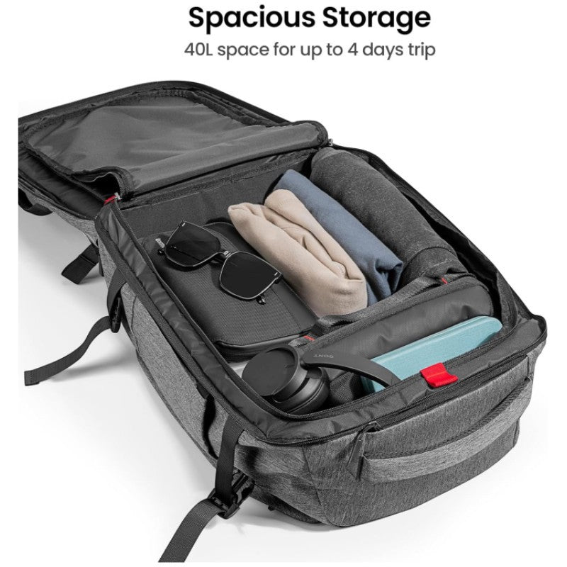 40L travel backpack with spacious storage compartment for clothing and travel essentials