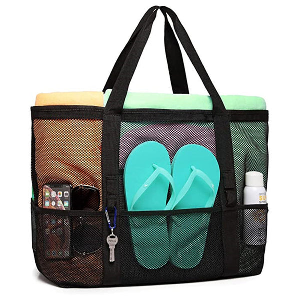 Mesh Portable Beach Bag Shoulder Bath Bag Travel Beach Toy Bag