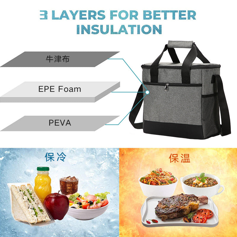 Customizable Oxford Cloth Thermal Insulation Bag Spot Outdoor Portable Large Capacity Ice Bag Spot Thermal Insulation Cold Preservation Picnic Bento Lunch Bag