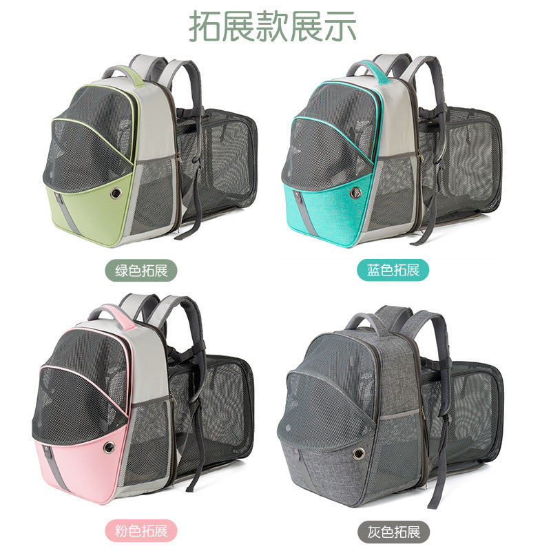 Folding out Pet Backpack Hot Selling Large Capacity Cat Bag Breathable Extended Pet Cat Backpack