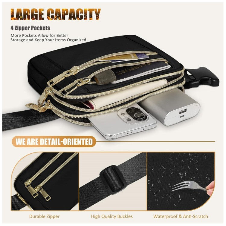 Customized Waist Bag Multi-Zipper Practical Shoulder Strap Slanted Chest Bag Fashion All-Match Sports Waist Bag Wholesale